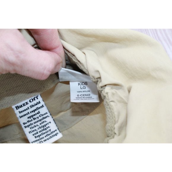 LL Bean Kids Tan Nylon Buzz Off Insect Shield Summer Trapper Hat Size L - Picture 7 of 9